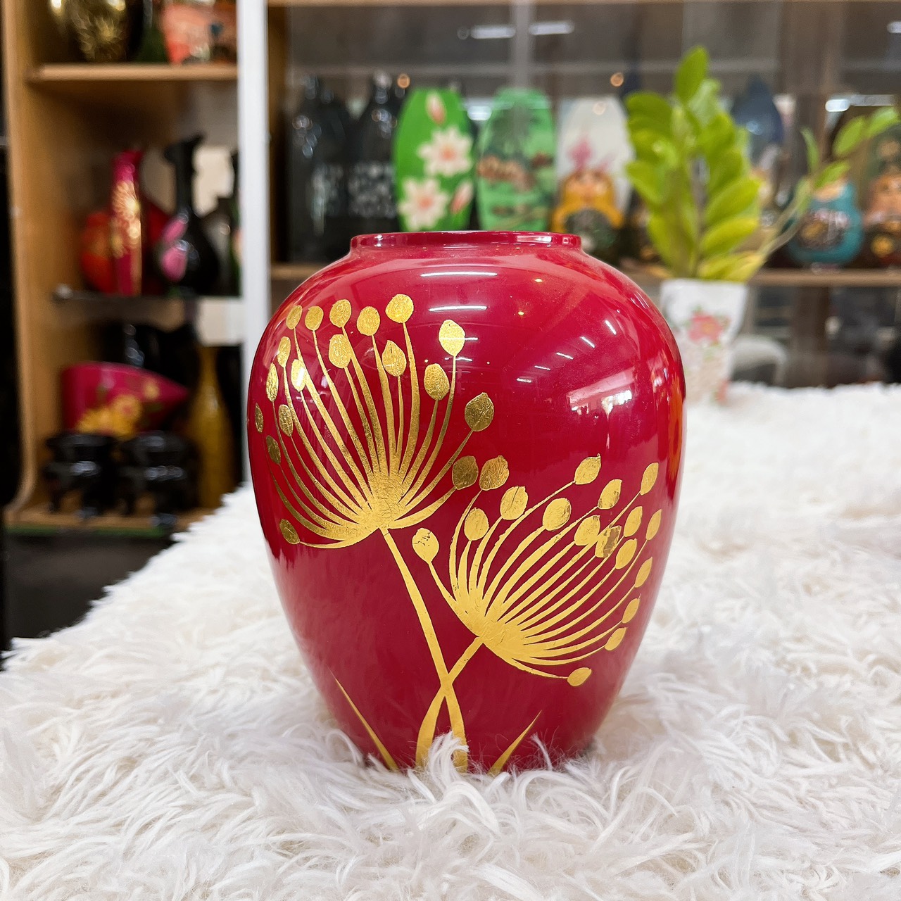 Bình lu thấp hút tài lộc Sơn Mài Cao Cấp Thanh Bình Lê size 16x12 cm Cắm Hoa, Trang Trí Kệ, Bàn Làm Việc, Quà Tặng