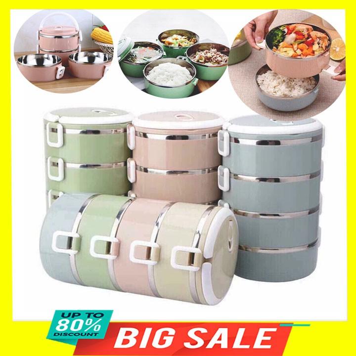 Cặp lồng cơm lúa mạch 4 tầng ruột inox 15 x 6 x 25 cm , dung tích 2.8L