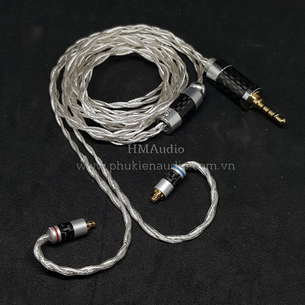 Dây tai nghe đồng mạ bạc 7N OCC Litz 25AWG đường kính dây đơn 1.1mm tết 4 sợi - Connetor IM01/02/03 IM50/70 A2DC IE80/80s IE40Pro IE100/500 IE300/900 2Pin MMCX