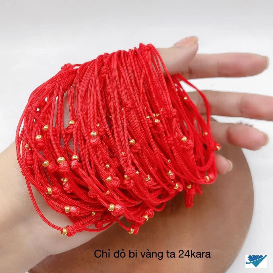 CHỈ ĐỎ BI VÀNG MAY MẮN, VÒNG TAY MAY MẮN BIBI SILVER -
