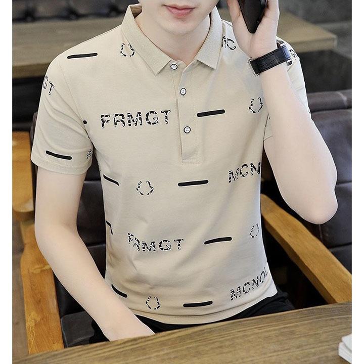 Áo thun nam có cổ tay ngắn polo họa tiết vải thun cotton co giãn thoáng mát - MKT63