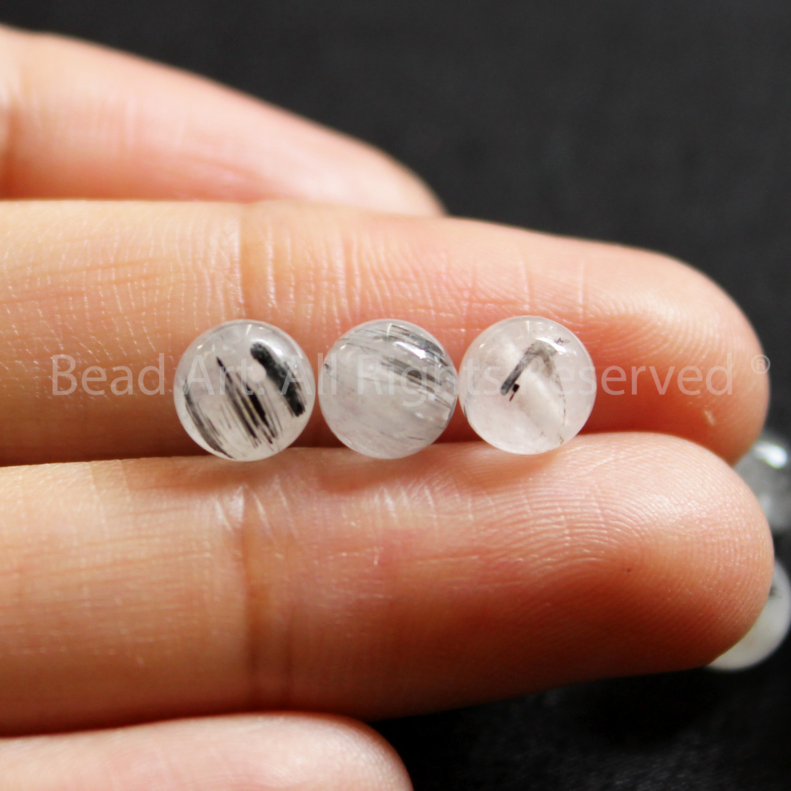 5MM Đá Thạch Anh Tóc Đen Tự Nhiên, Black Rutilated Quartz, Loại A, Đá Phối Vòng Tay Phong Thuỷ, Chuỗi Hạt, Trang Sức, Hợp Mệnh Thủy, Mộc - Bead Art