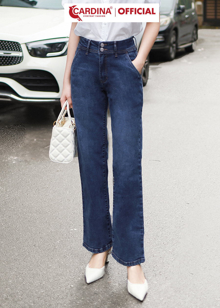 Quần Jeans Nữ CARDINA Cao Cấp Dáng Ống Đứng Có Khuy Khỏe Khoắn Trẻ Trung 3QF10