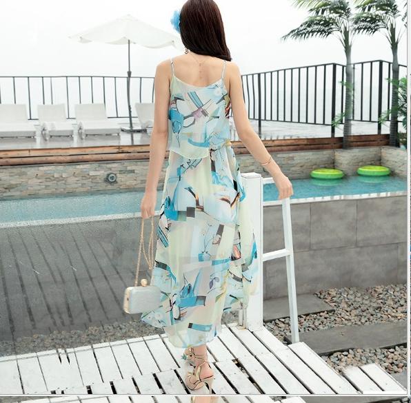 Đầm matxi dạo phố biển hoa văn GD8069A