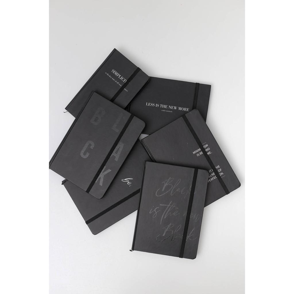 Sổ tay A7 Grid Đen Crabit - The Black Book 130GSM - Sổ tay bìa cứng ô vuông ghi chép, làm bullet journal - Sổ Minimalism