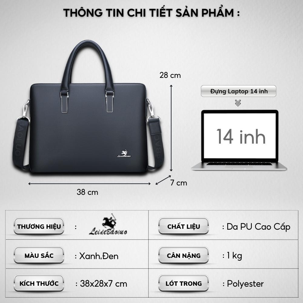 Cặp da công sở,Cặp văn phòng Cao Cấp LEIDEBAOLOU Chất liệu Da PU cực bền,Cặp Đựng Laptop 14inh,Vệ sinh dễ dàng-