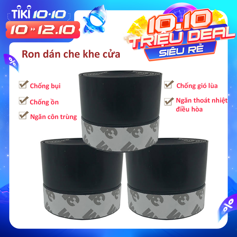 Combo 3 Cuộn Ron Dán Che Khe Cửa ,Chân Cửa Cao Cấp Ngăn Bụi , Chống Ồn ,Chống Côn Trùng Và Chống Thoát Nhiệt Điều Hòa - Hàng Chính Hãng (Cuộn 2m)