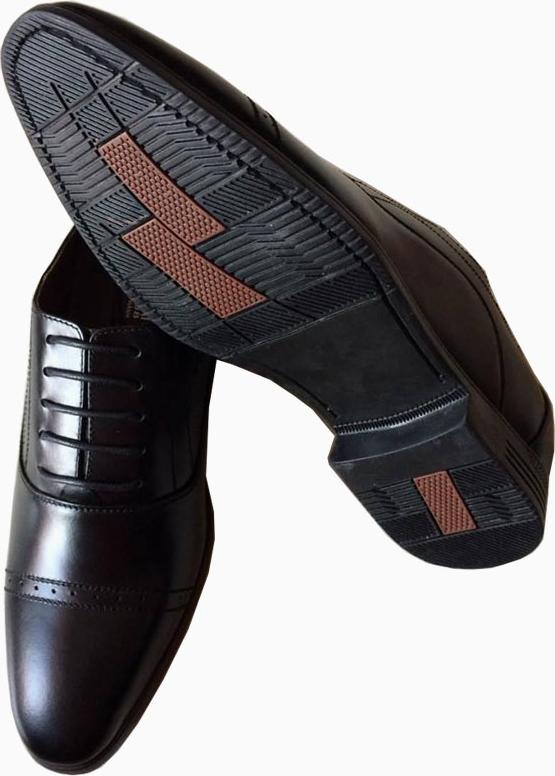 Giày tây nam|Giày nam da bò thật Trường Hải tăng chiều cao 6.5cm màu đen đế cao su chống mòn GT077