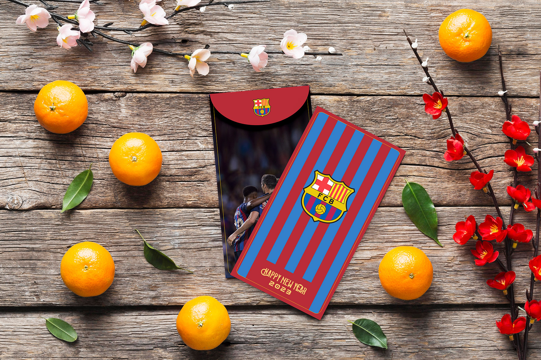 Combo 10 Bao Lì Xì Năm Mới 2023 Quý Mão (FC Barcelona) 8X16cm - May Mắn - Sang Trọng - Siêu Ý Nghĩa