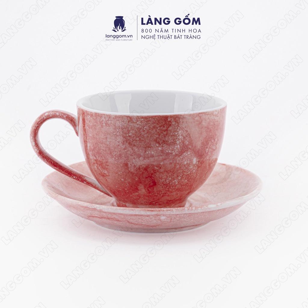 Cốc uống nước, Ly sứ vân đá dáng cốc Cappuccino dung tích 220ml- Gốm sứ Bát Tràng cao cấp - Làng Gốm Bát Tràng