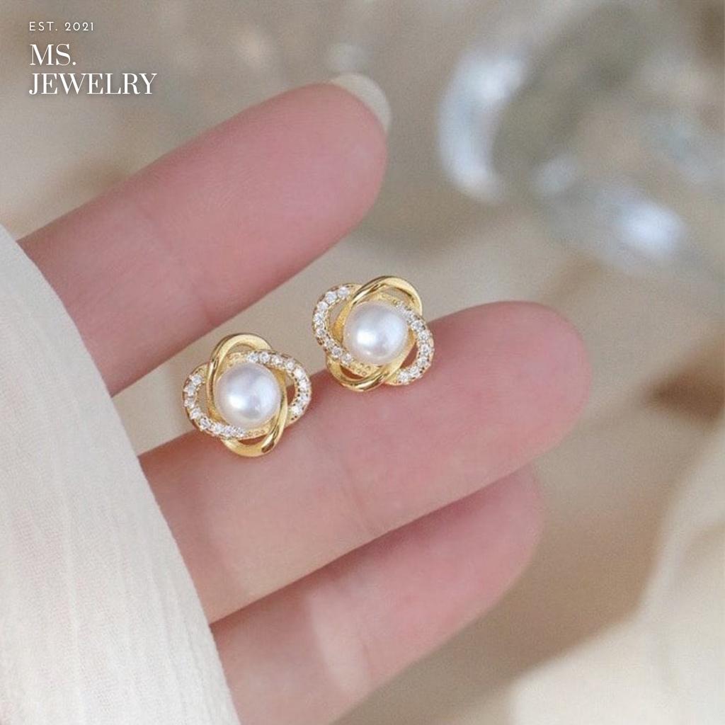Khuyên Tai Hàn Quốc Bạc S925 Đính Đá CZ KS16