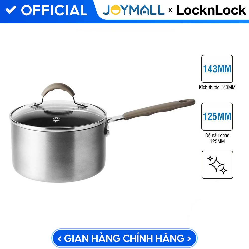 Nồi Sâu Lòng LocknLock LHD1141 Handycook Có Tay Cầm Và Nắp Đậy 14cm - Màu Xám