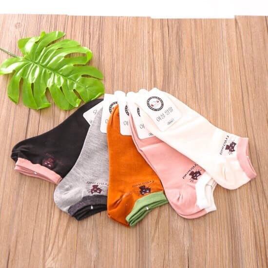 Sét 5 đôi tất mèo cổ ngắn nhiều màu