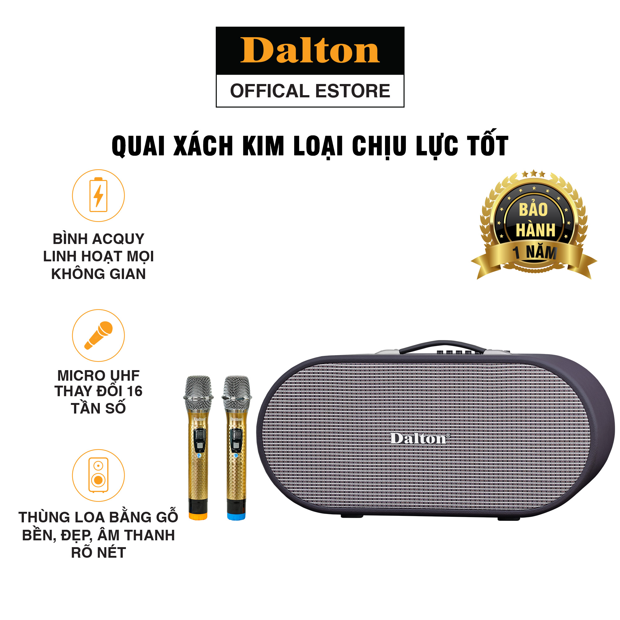 Loa karaoke Dalton K208C công suất 700W, bass inches - HÀNG CHÍNH HÃNG ( BẢO HÀNH 12 THÁNG )