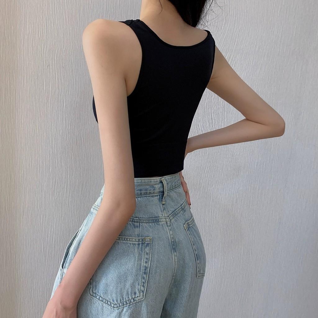 Áo croptop body sát nách cá tính có mút