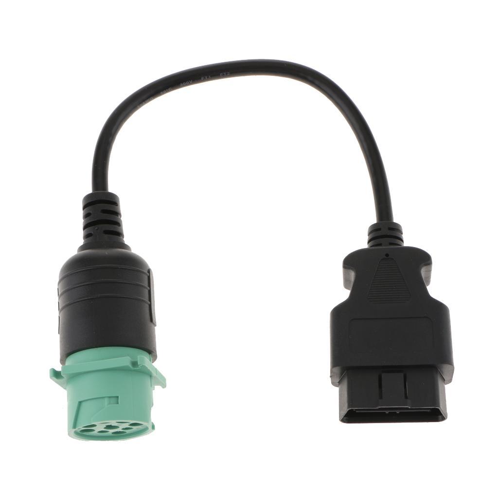 Pair 9 Pin Male to OBDII 16 Pin Adapter Connector Cable for Truck