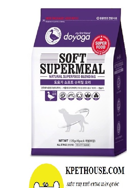 Thức ăn hạt mềm cho chó Doyoga Soft SuperMeal Duck 1.2kg