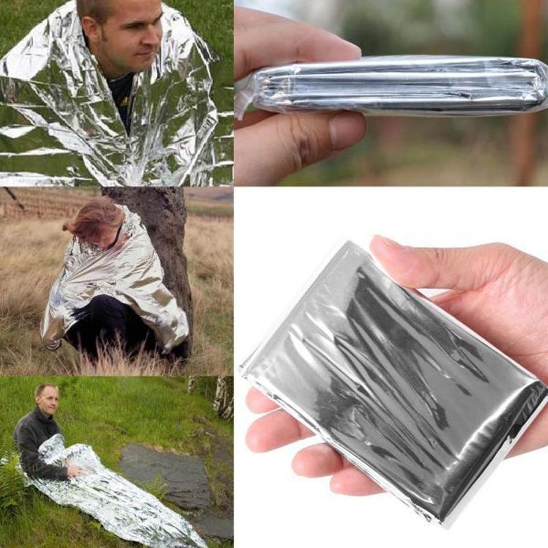 Khẩn cấp chăn mylar nhiệt ngoài trời tồn tại bộ sơ cứu giải cứu không gian lá trại đi lang thang leo núi Bug Out túi giữ nhiệt