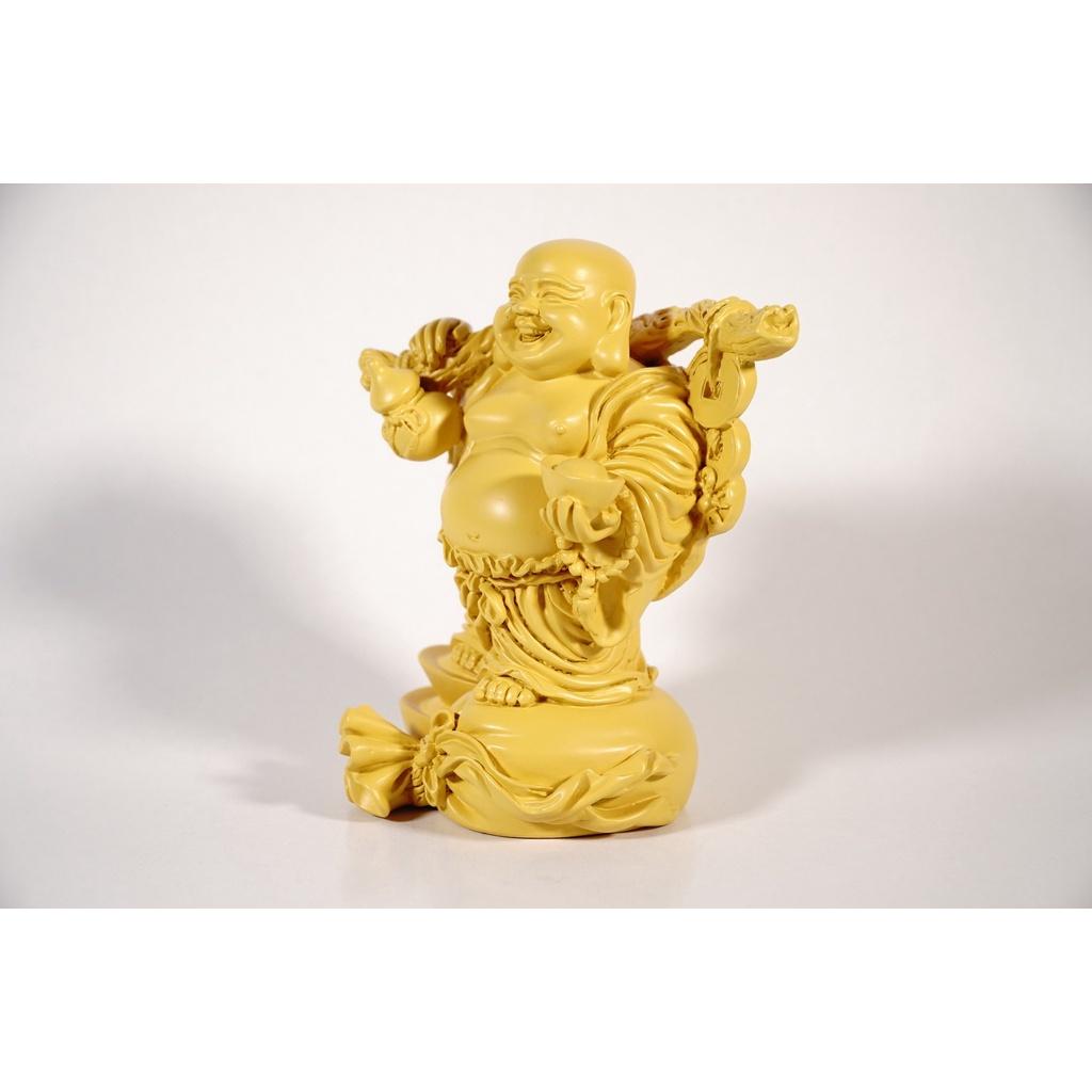 Tượng Phật Di Lặc đứng trên bao tải vàng đất tài lộc - Cao 14cm
