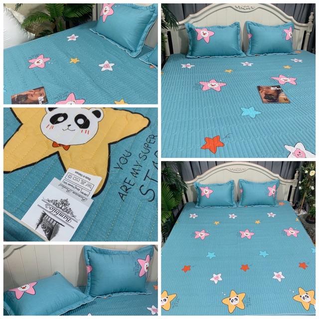 Bộ ga trần bông bo chun Bambillo - cotton 100%, vừa đệm cao 15cm, đủ kích thước