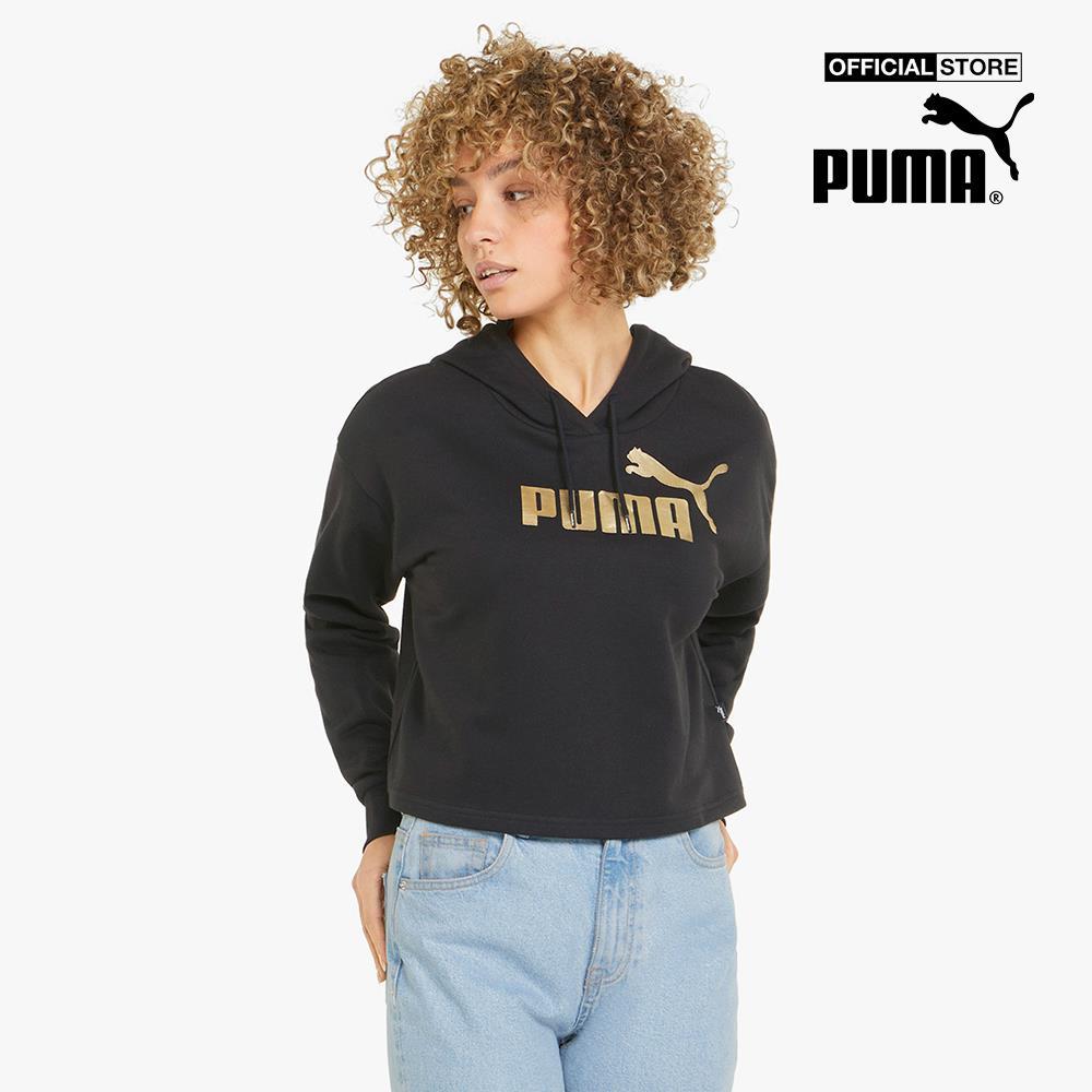 PUMA - Áo hoodie nữ dáng lửng Essentials+ Cropped Metallic 848305