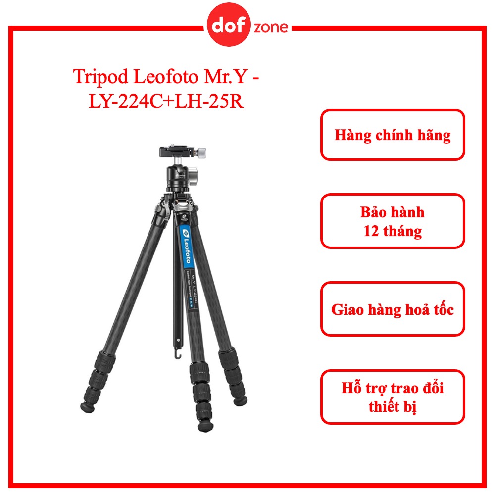 Chân máy ảnh Tripod Leofoto Mr.Y - LY-224C+LH-25R Màu đen - Hàng chính hãng