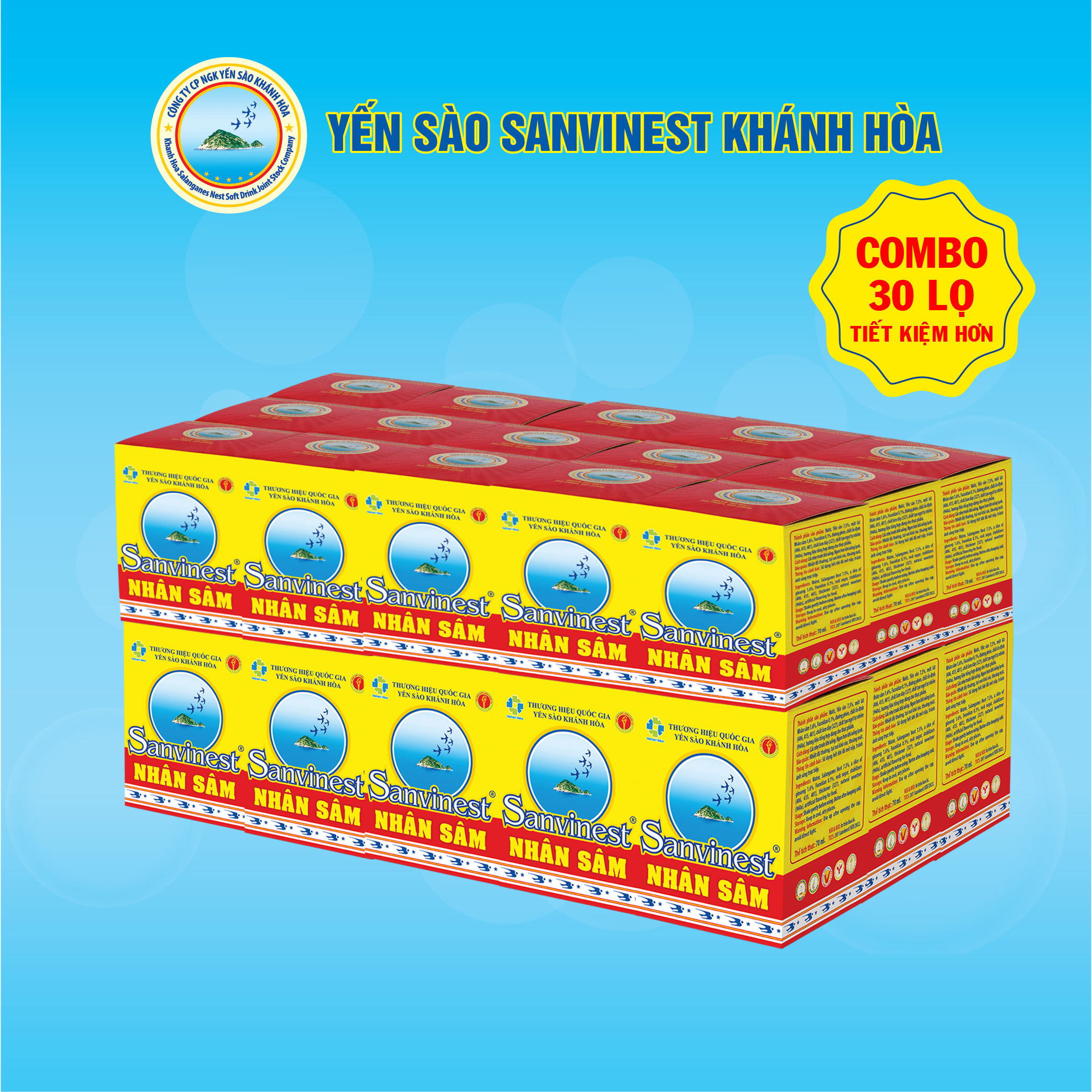 [Combo 30 lọ] Nước Yến sào Sanvinest Khánh Hòa Fucoidan Nhân sâm - 207