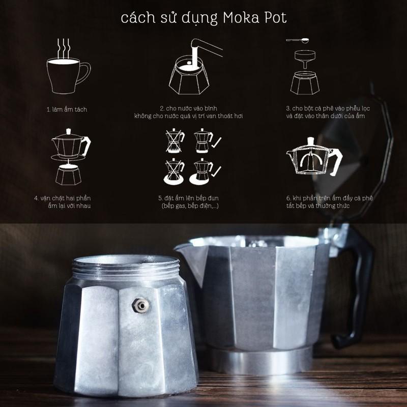 Ấm pha cà phê moka express cappuccino Aluminum cao cấp 150ml - dùng được mọi loại bếp - Skylife