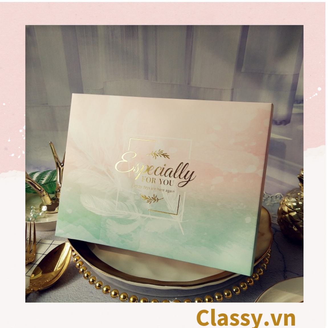 XÉ LẺ túi giấy +Hộp quà lớn quà tặng hoạ tiết đá cẩm thạch, In chữ Especially For You phong cách châu ÂU Q307