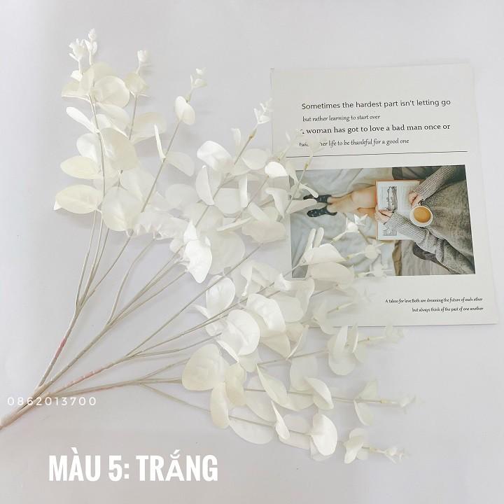 Hoa giả - lá táo giả nhiều màu sắc Lucas 55cm cành 6 nhánh, lá giống thật, phụ kiện trang trí