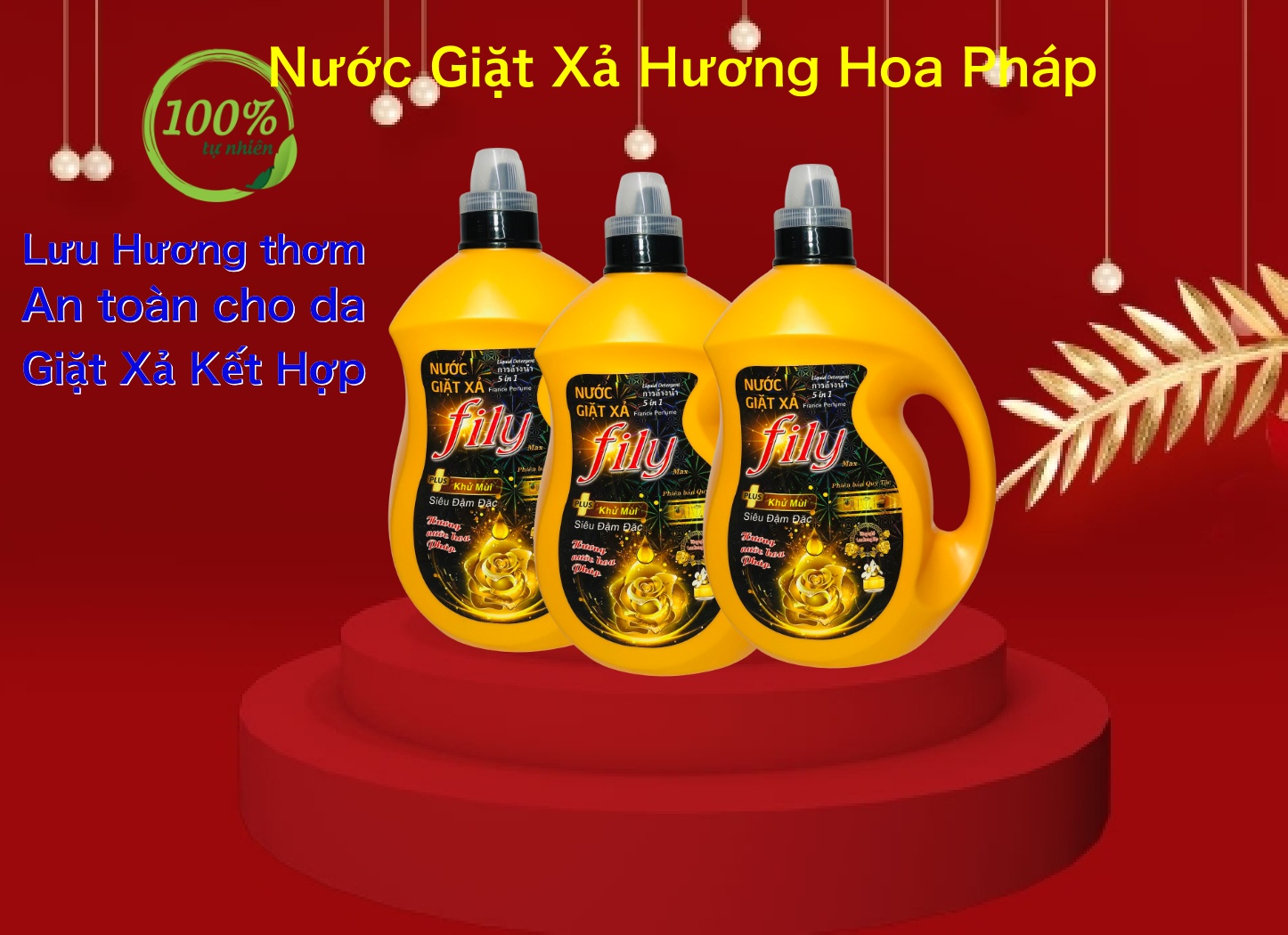 Nước Giặt Xả Hương Nước Hoa Pháp Công Nghệ Utral Kép 5 in1 - FILY vàng 3,5 lít