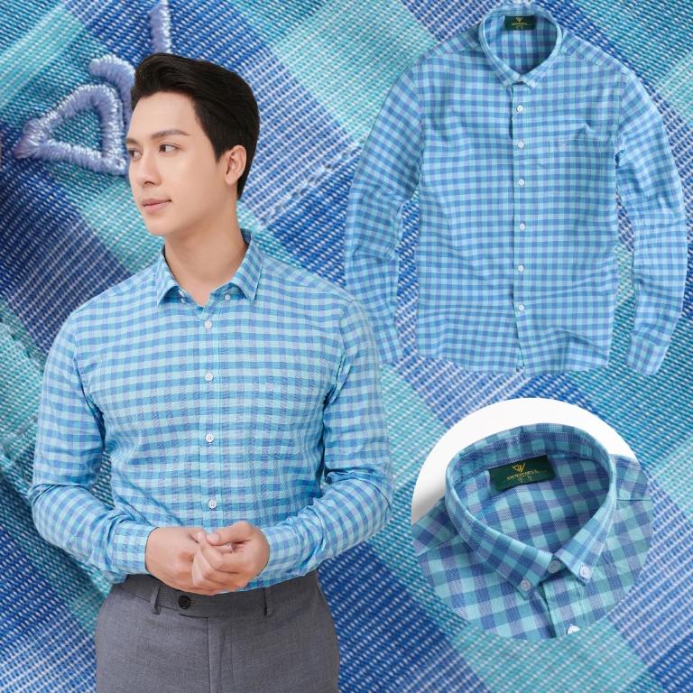 Sơ mi nam DARNELL dài tay kẻ ô sợi cotton cao cấp ít nhăn DN145