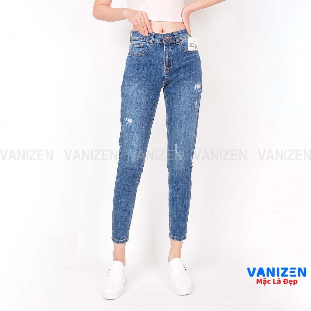 Quần jean nữ ống rộng baggy đẹp lưng cao cạp căn bản rách nhẹ hàng cao cấp mã 460 VANIZEN