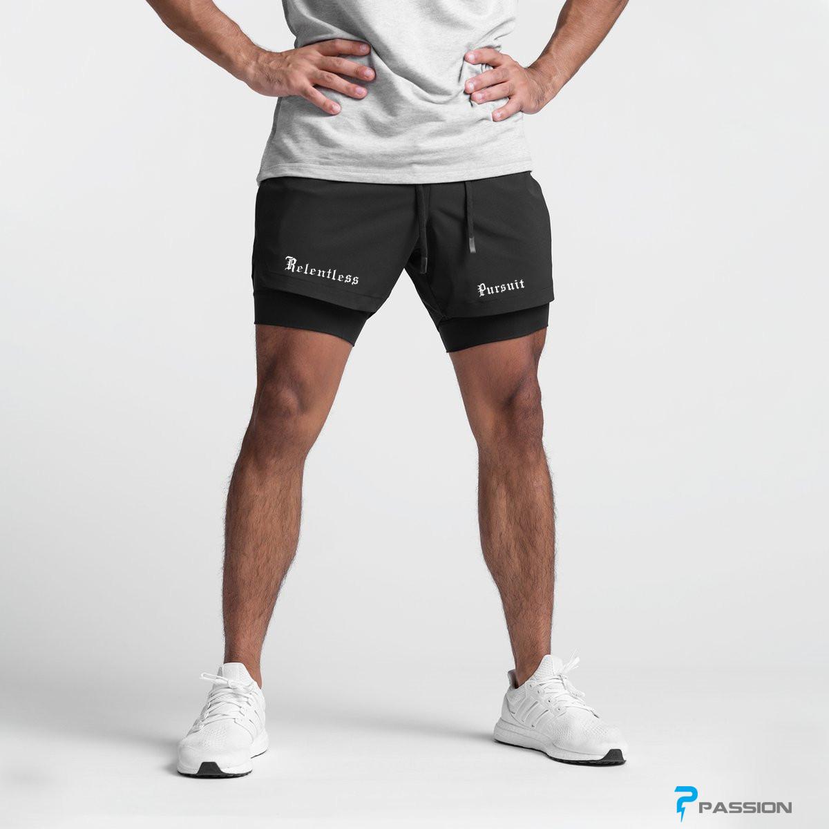 Quần short tập gym nam 2 lớp có túi trong Relentless Pursuit Z250 - L