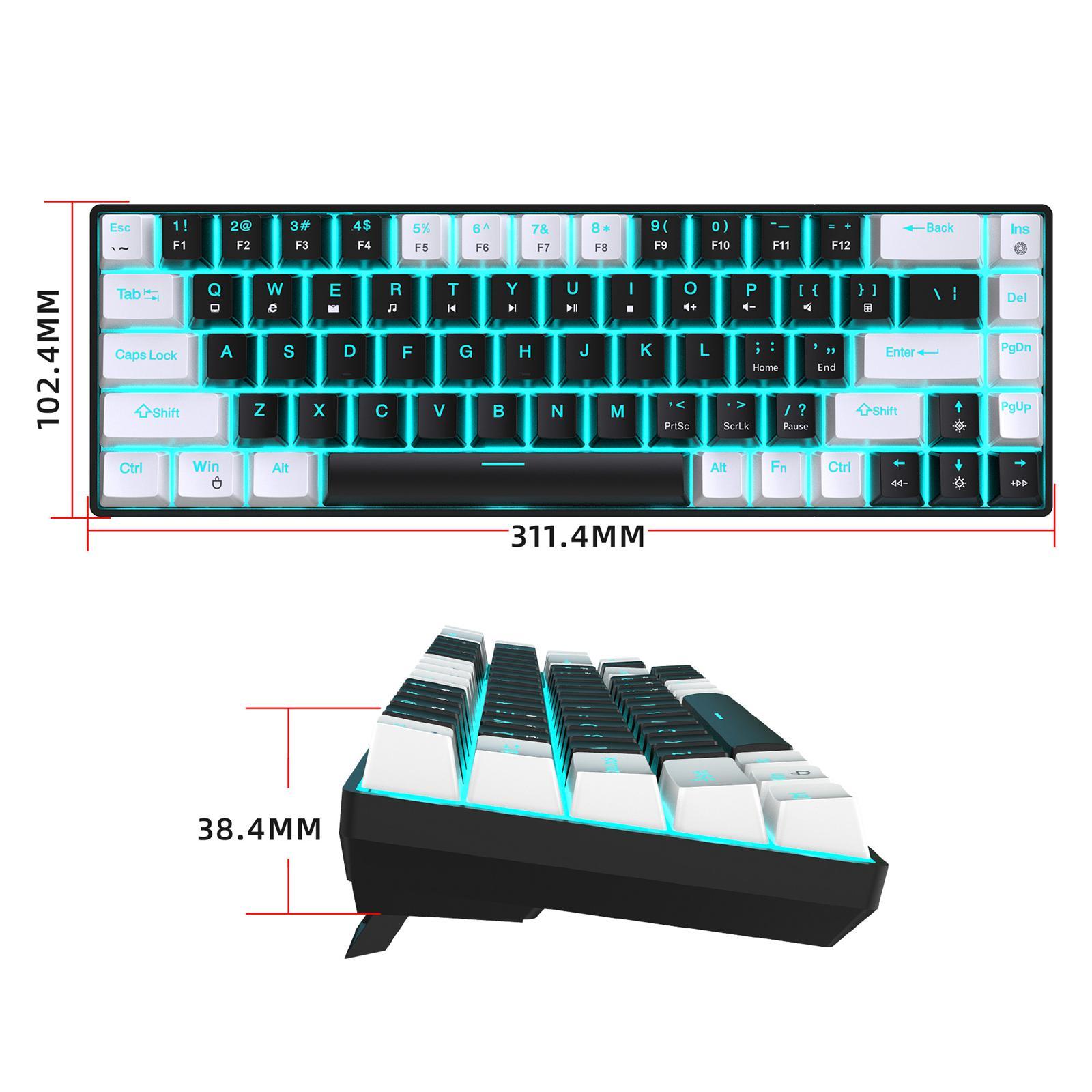 Mechanical Keyboard Wired with Blue Backlight Gaming Keyboard for Desktop PC