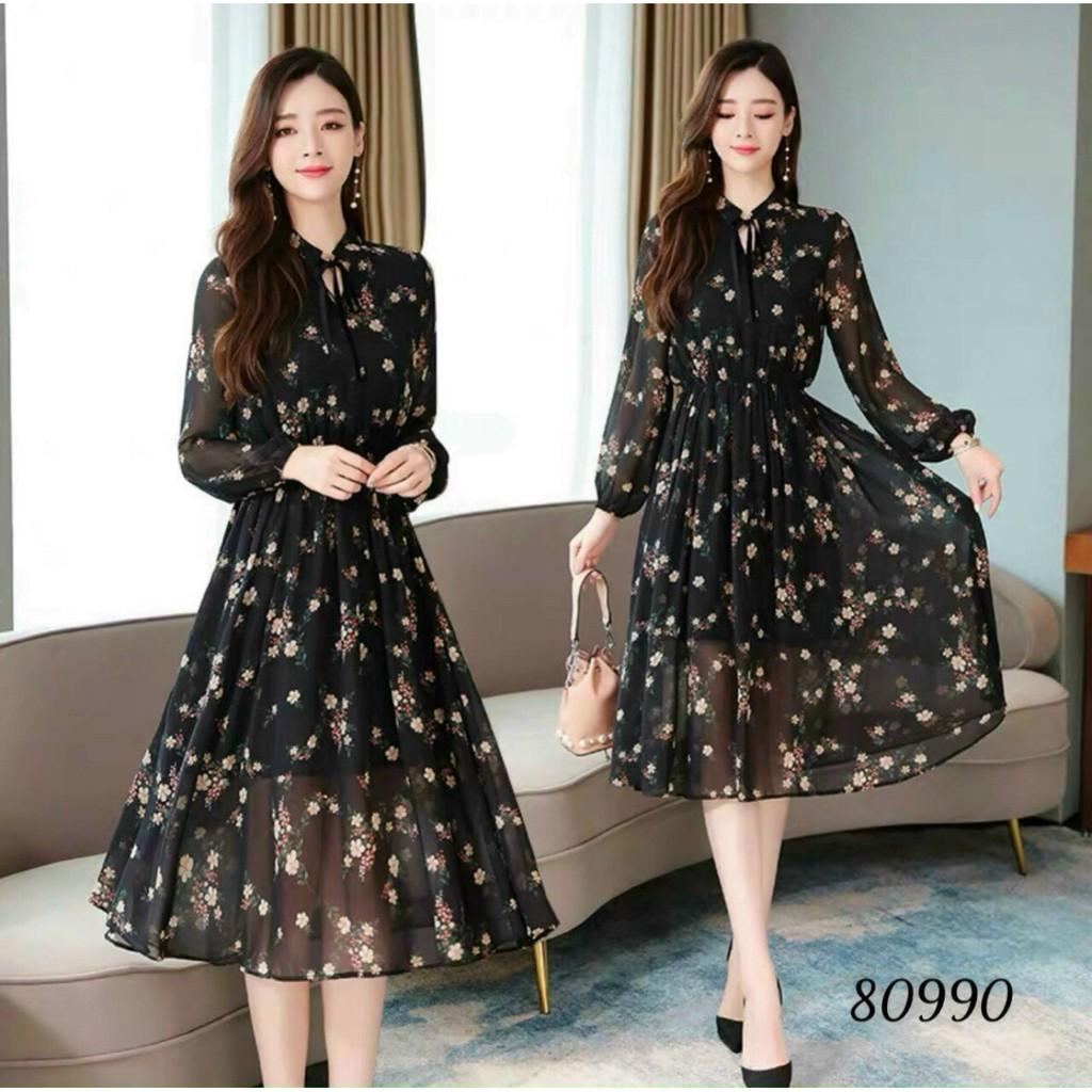 ĐẦM LỤA HOA,HỌA TIẾT ĐƠN GIẢN NHƯNG KHÔNG KÉM PHẦN SANG TRỌNG