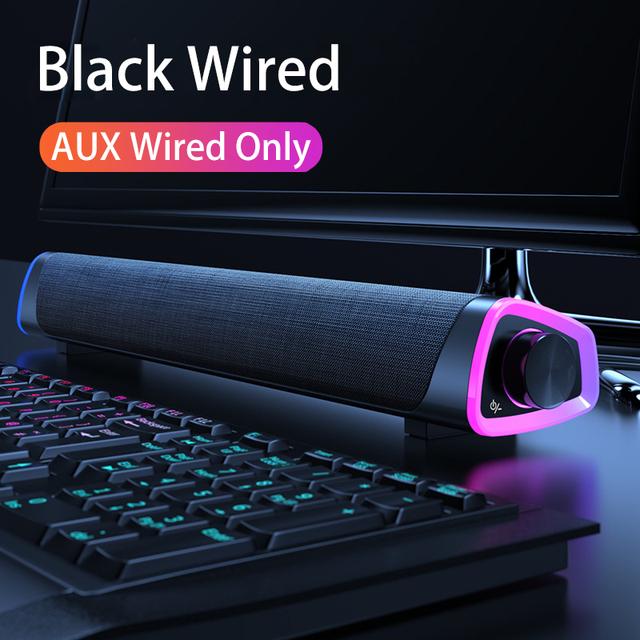 Thanh loa máy tính 4D Loa siêu trầm âm thanh nổi Bluetooth cho máy tính xách tay Máy tính xách tay Máy nghe nhạc Loa có dây mới Bán chạy Màu sắc: Đen có dây