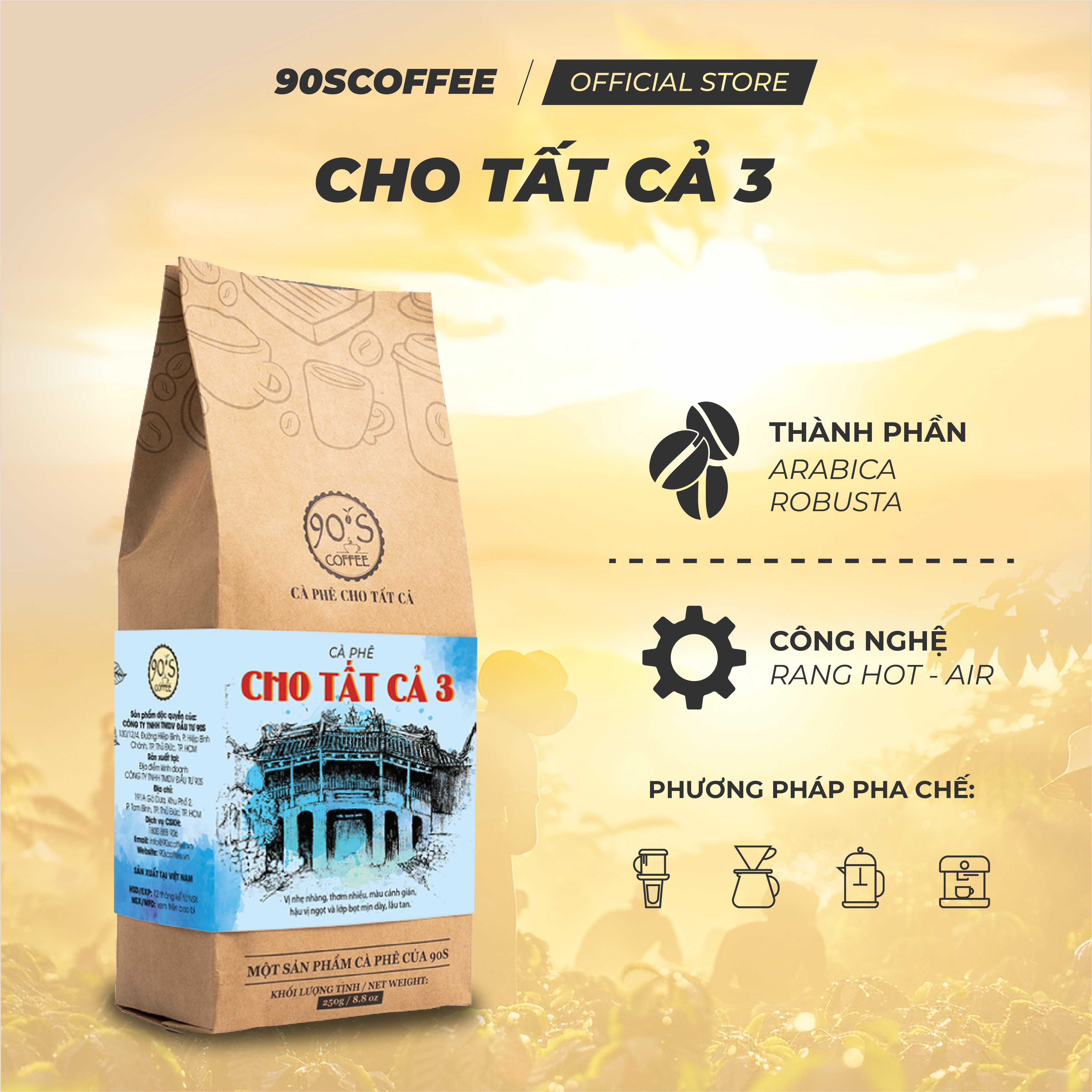 Cà Phê Nguyên Chất Rang Mộc - Gu Đắng Dịu Hậu Ngọt Thơm Tinh Tế (Cho Tất Cả 3) | 90S COFFEE