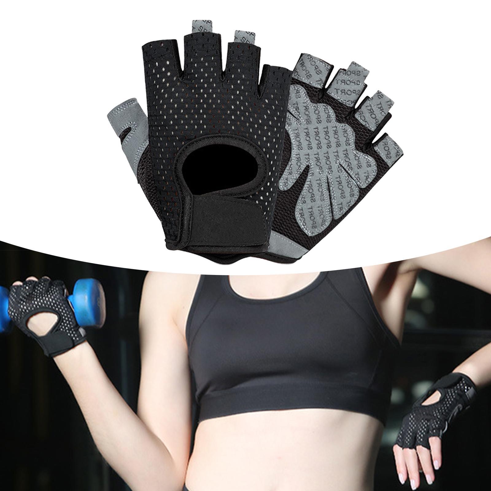Summer Workout Gloves Weightlifting Gym Half  Cycling Gloves Black S
