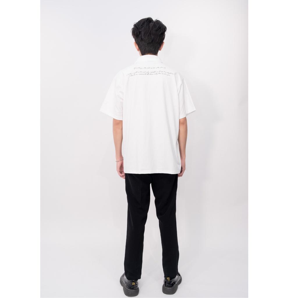 Áo thun Polo Signature Basic unisex nam nữ from rộng, tay lỡ, cổ tròn màu đen, trắng.