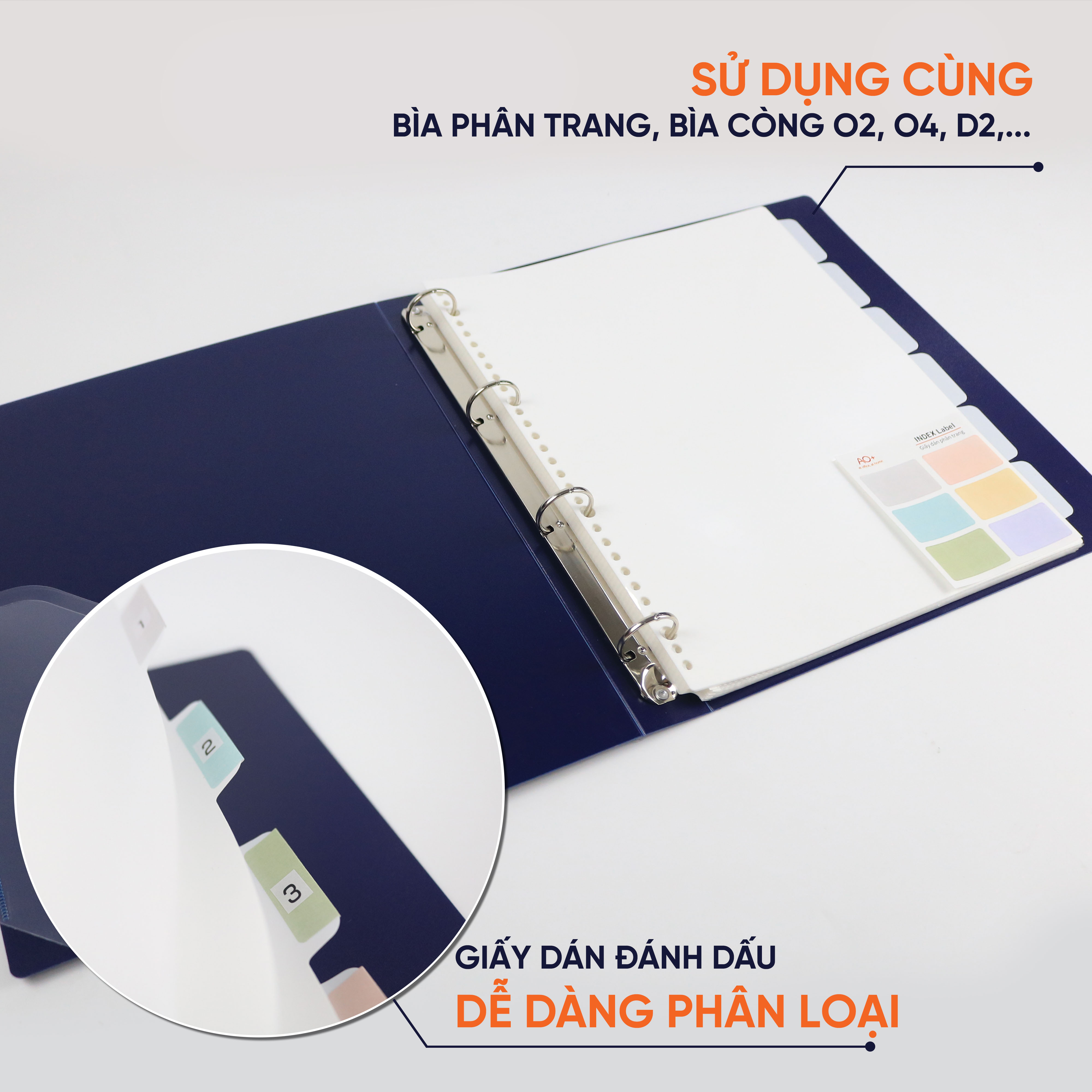 Giấy Dán Phân Trang AO+, Giấy Note Ghi Chú 6 Màu (10 Cái/ Bộ)