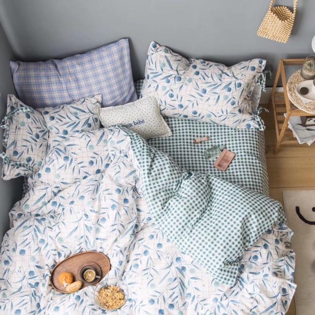 Set Cotton Hàn Quốc Dây Nơ Hàng Nhập Khẩu Cao Cấp 4 Món Quả Xanh