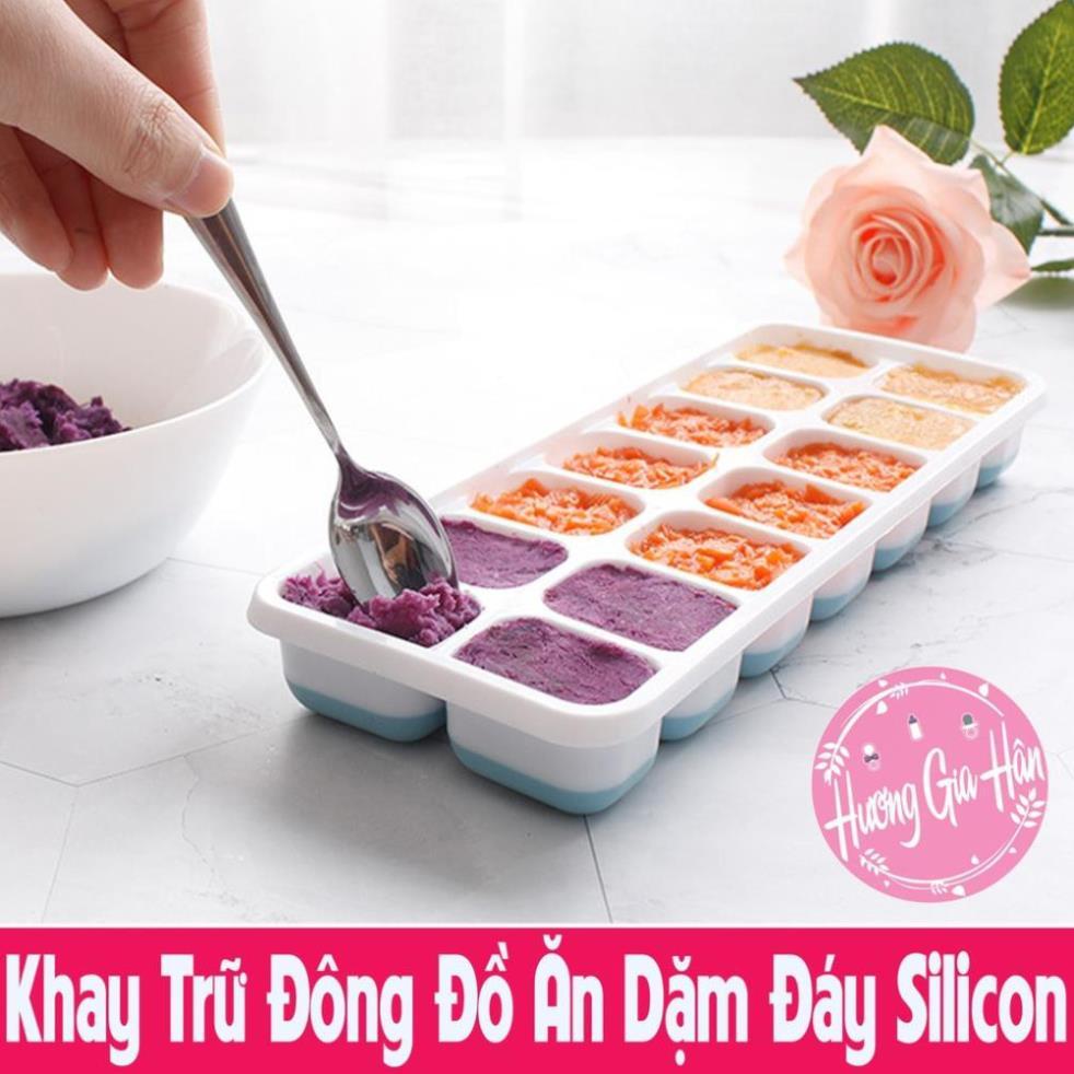 Khay Trữ Đông, Bảo Quản Đồ Ăn Dặm, Khay Làm Đá Đế Silicon Có Nắp Đậy An Toàn Tiện Dụng