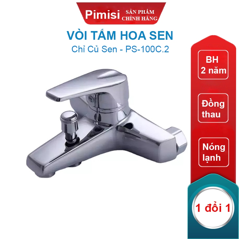 Bộ Vòi Hoa Sen Nóng Lạnh Pimisi PS-100C Gắn Tường-Vòi Sen Tăng Áp Nhẹ, Chỉnh Nước Bằng Củ Gật Gù Đồng Thau | Chính Hãng