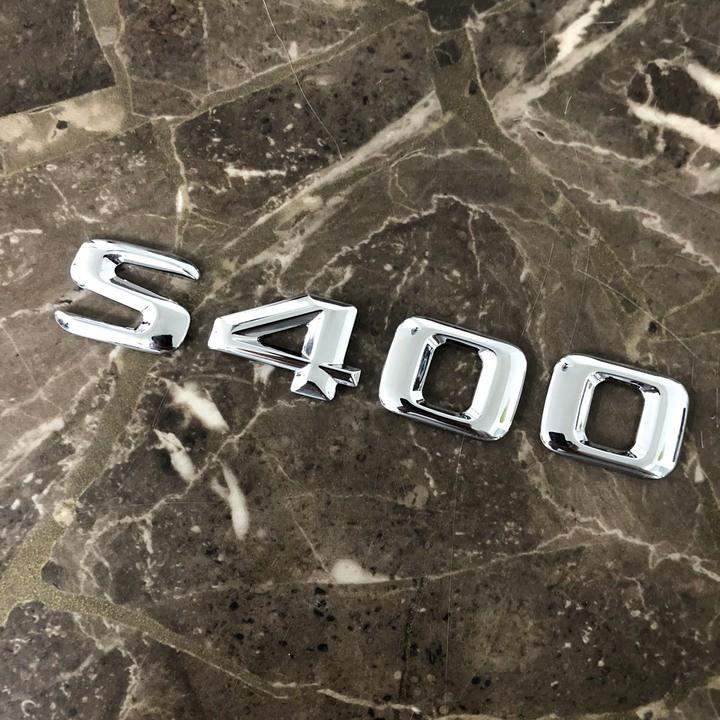 Decal tem hợp kim inox chữ S400L dán đuôi xe ô tô