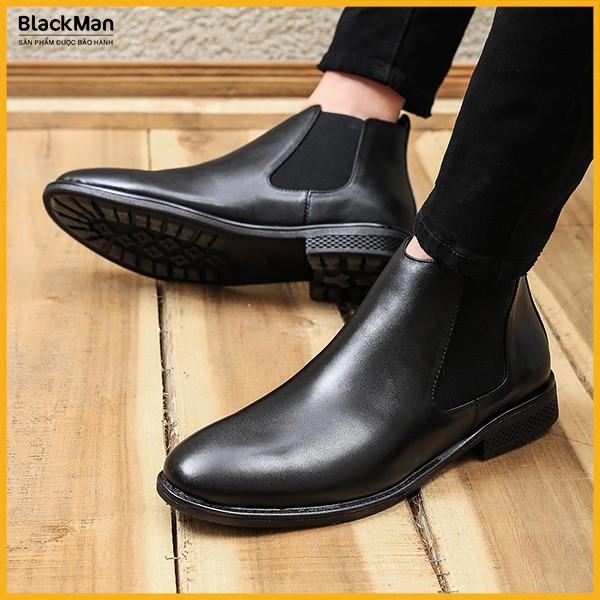 Giày tăng chiều cao bốt nam BLACKMAN Chealse Boot nam cao cấp màu ĐEN GC33