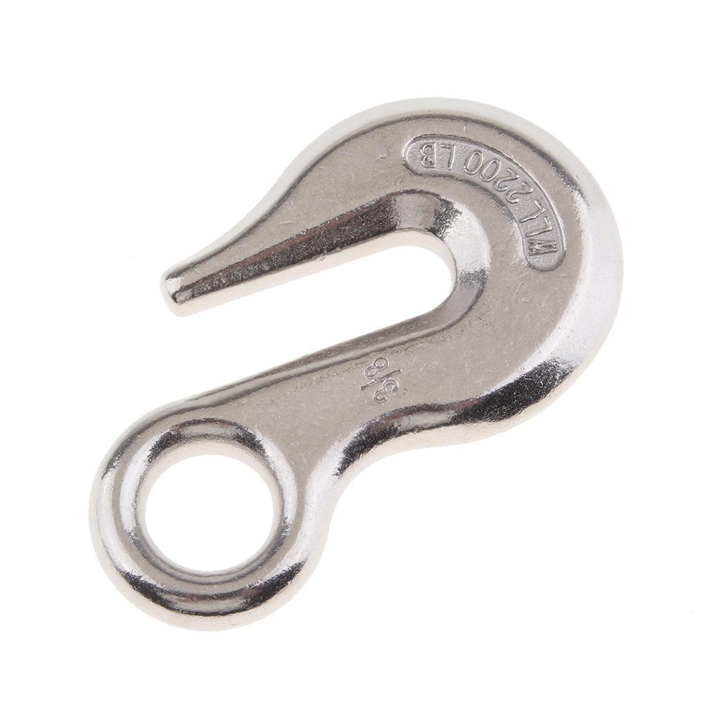 3/8" Eye Hoist Lifting Hook for Wire Rope Winch Cable Stainless Steel