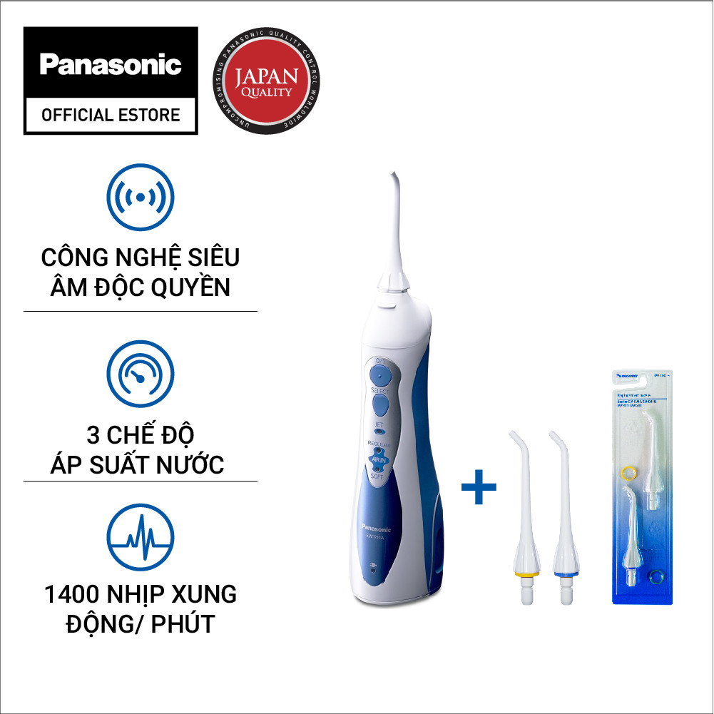 Combo Máy Tăm Nước Panasonic Cầm Tay Dùng Pin Sạc EW1211 và đầu thay thế EW0950W005 - Hàng Chính Hãng