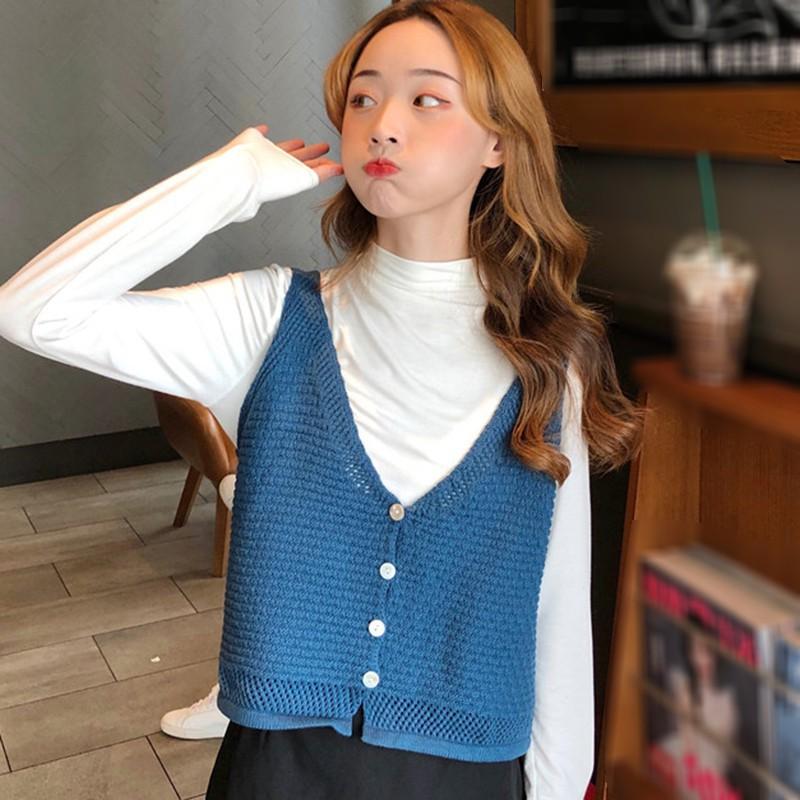 Áo Dệt Kim Sát Nách Thiết Kế Cổ Chữ V Quyến Rũ Cho Nữ