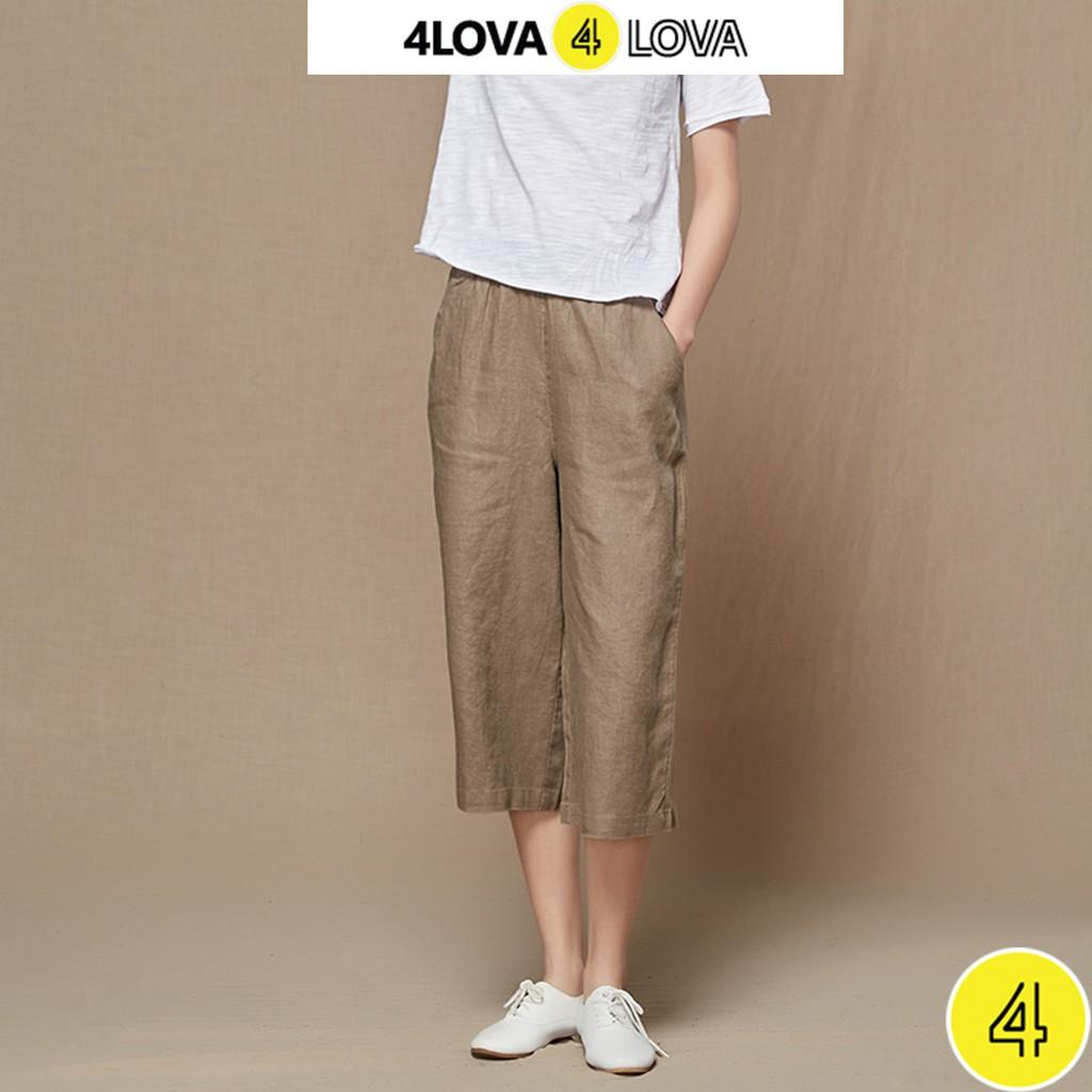 Quần lửng ống rộng culottes 4LOVA chất vải đũi xước cao cấp thoáng mát diện hè cho nữ